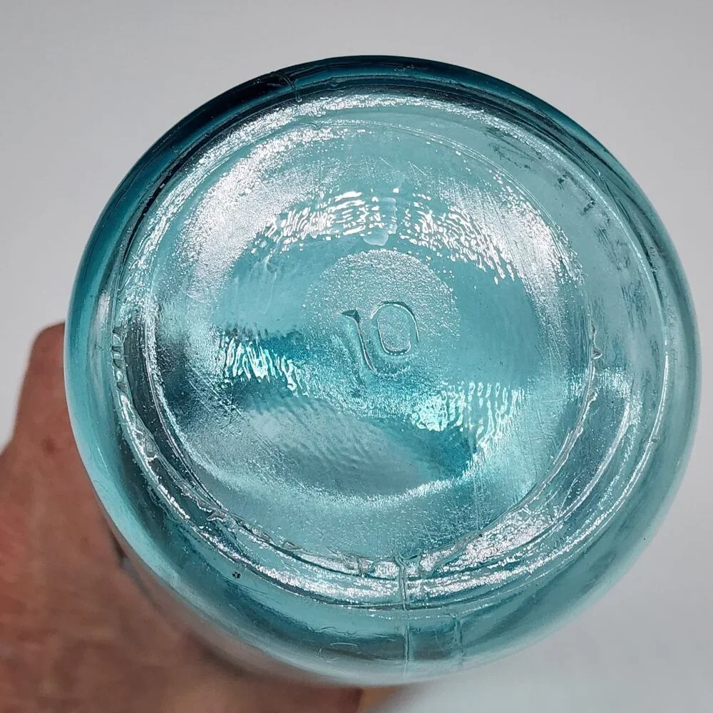 Vintage Ball Blue Glass Sure Seal Mason Jar #10 Jar Only No Lid 7
